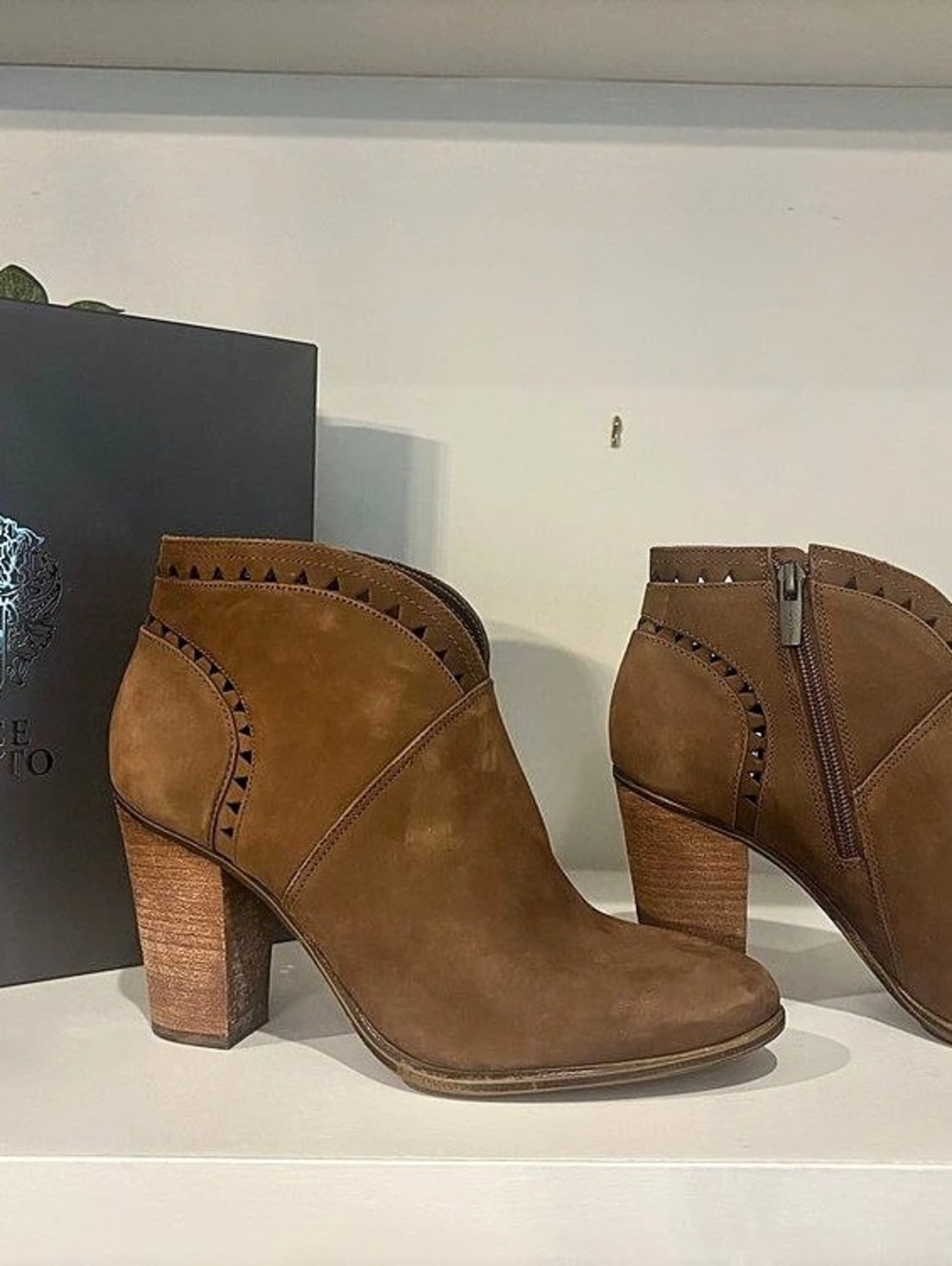 Vince Camuto Gradina Bootie Heels Brown US 8.5 M